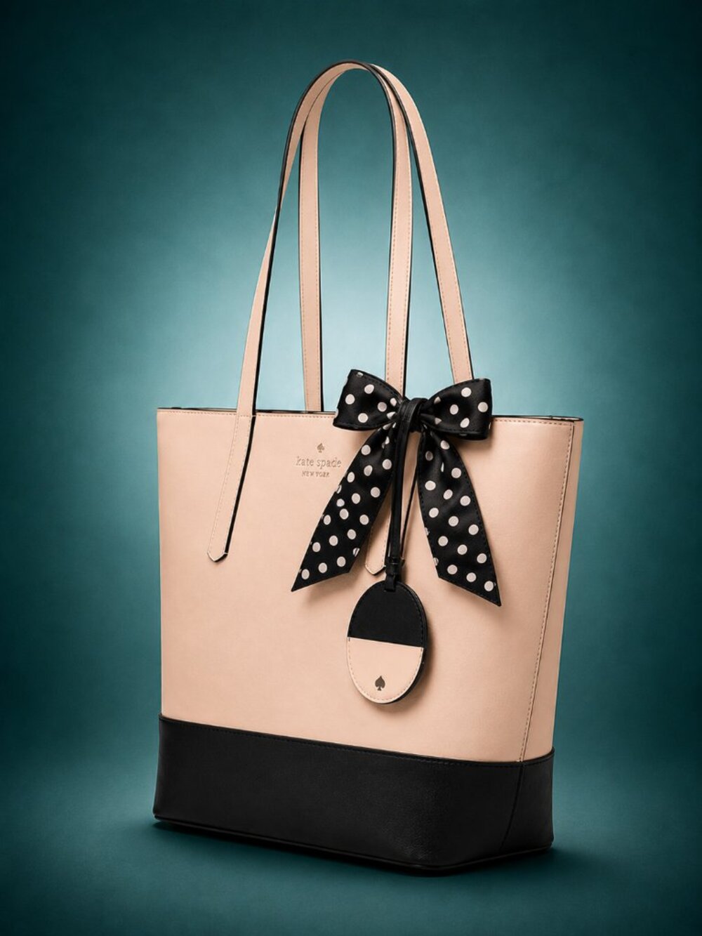 KATE SPADE New York Briel Large Color block Leather Tote Shoulder Bag w/ Charm